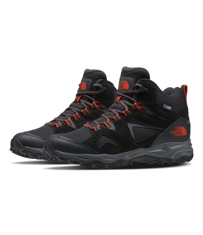 Mens Trail Edge Mid WP Asphalt Greypicante Red The North Face Hiking