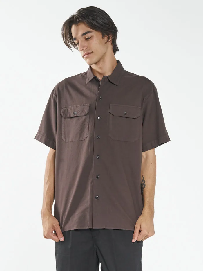 Mens Union Short Sleeve Work Shirt Postal Brown Thrills Shirts