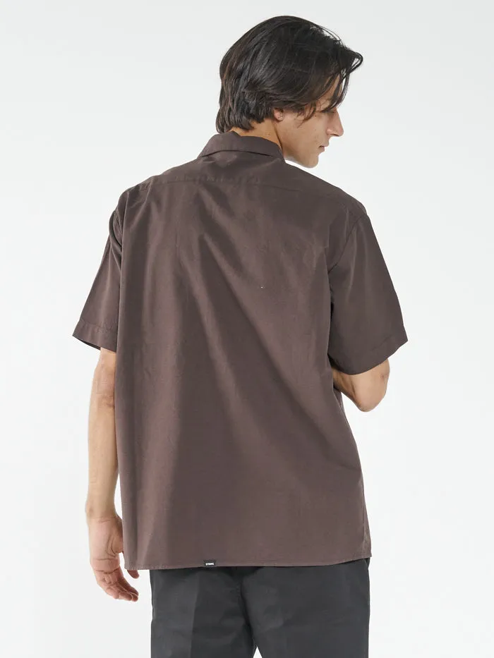 Mens Union Short Sleeve Work Shirt Postal Brown Thrills Shirts