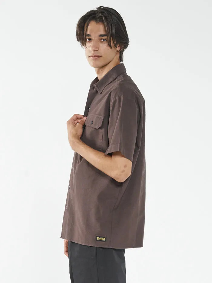 Mens Union Short Sleeve Work Shirt Postal Brown Thrills Shirts