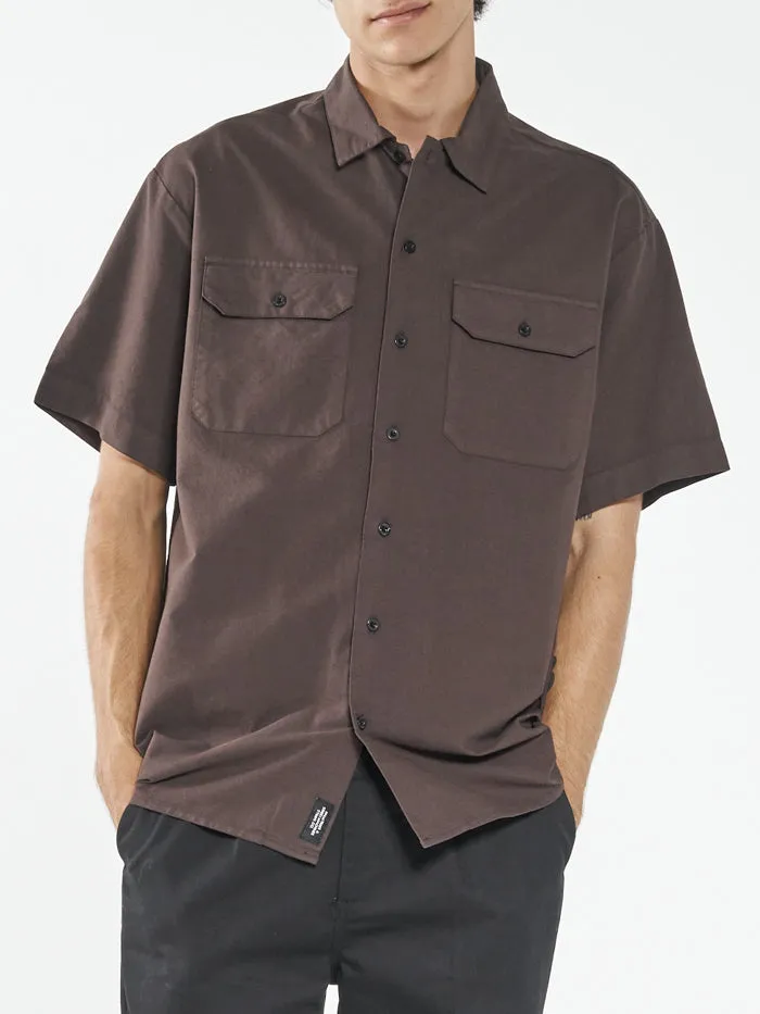 Mens Union Short Sleeve Work Shirt Postal Brown Thrills Shirts
