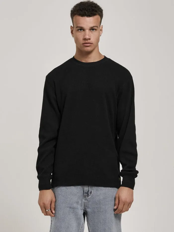 Mens Union Waffle Long Sleeve Black Thrills Tees and Tank Tops