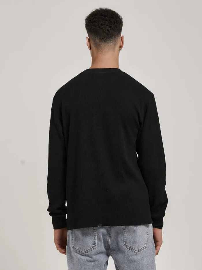 Mens Union Waffle Long Sleeve Black Thrills Tees and Tank Tops