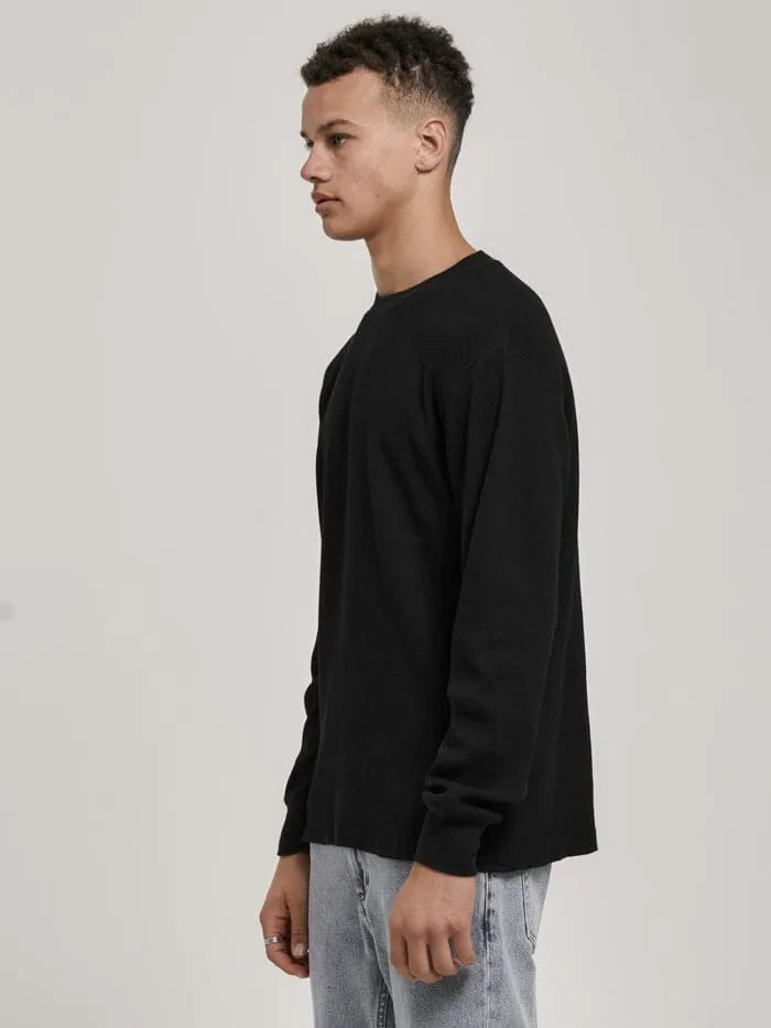 Mens Union Waffle Long Sleeve Black Thrills Tees and Tank Tops