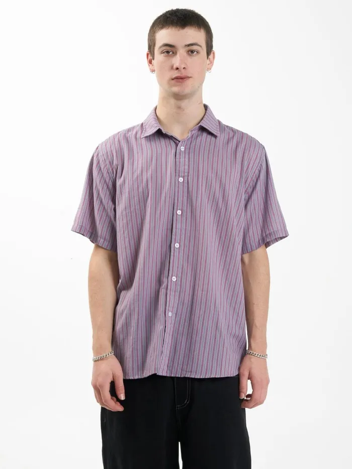 Mens Vibrations Short Sleeve Shirt Mineral Gray Thrills Shirts