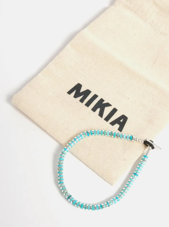 Mikia Heishi Bracelet In TurquoiseHematiteSterling Silver Men Universal Works Jewellery