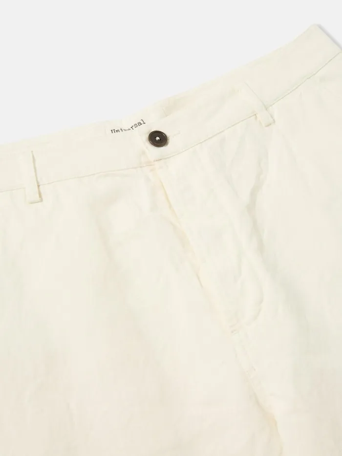 Military Chino In Ecru Linen Slub Weave Men Universal Works Trousers