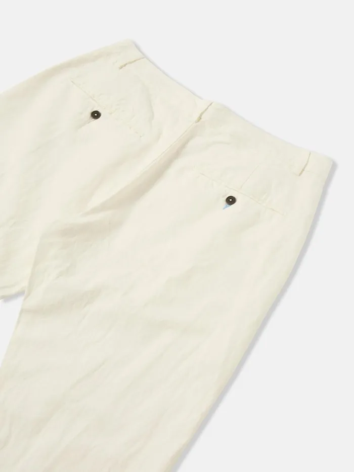 Military Chino In Ecru Linen Slub Weave Men Universal Works Trousers
