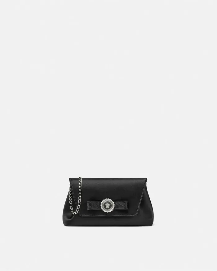 Mini Bags and Clutches Women Versace Crystal Gianni Ribbon Clutch Blacksilver Mini Bags and Clutches Women Versace Crystal Gianni Ribbon Clutch Blacksilver