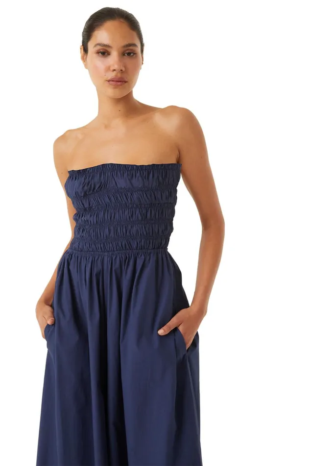 MISA Los Angeles ANDREA JUMPSUIT Sand Solid Poplin Women Dresses