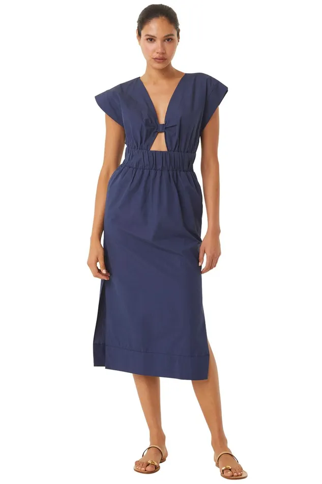 MISA Los Angeles CLAUDINE DRESS Midnight Blue Poplin Women Dresses