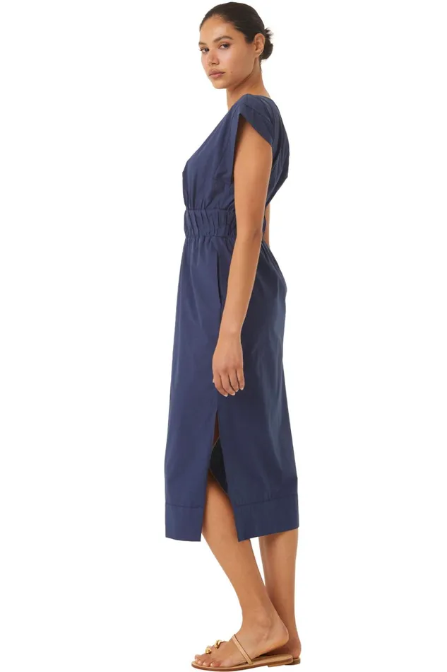 MISA Los Angeles CLAUDINE DRESS Midnight Blue Poplin Women Dresses