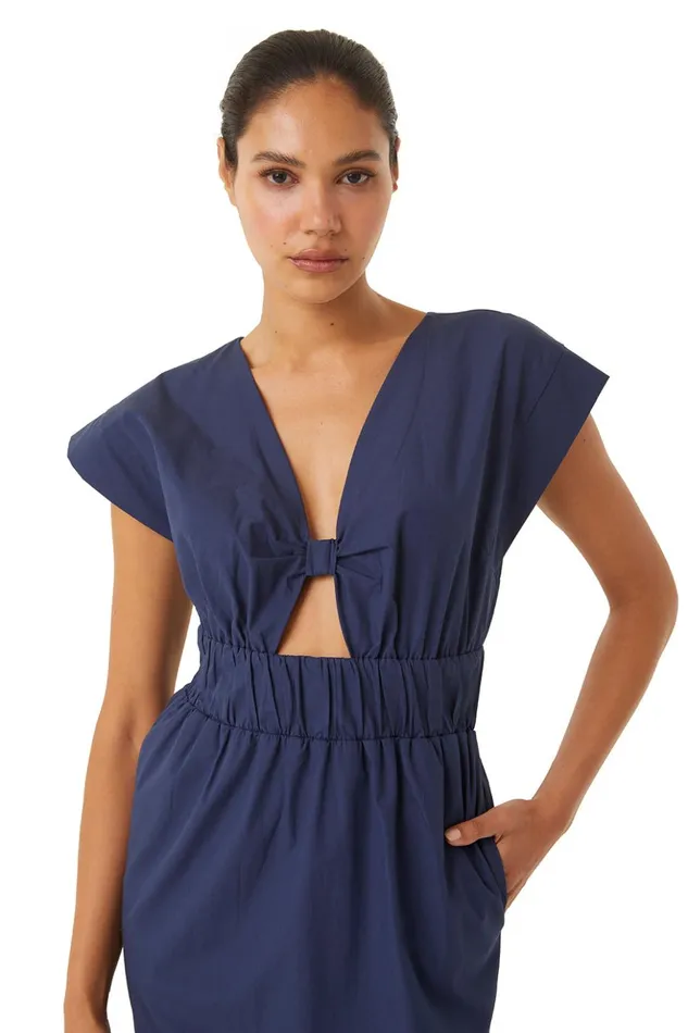 MISA Los Angeles CLAUDINE DRESS Midnight Blue Poplin Women Dresses