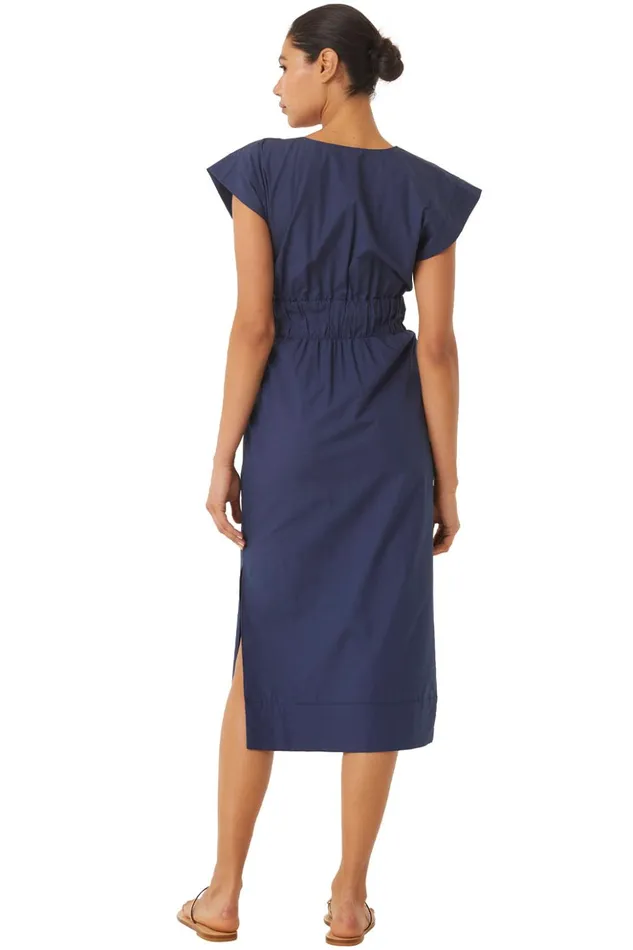 MISA Los Angeles CLAUDINE DRESS Midnight Blue Poplin Women Dresses