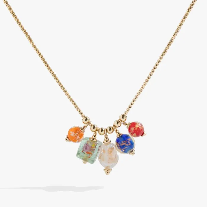 Necklaces Women Alex And Ani Murano Beads Slider Necklace Gold
