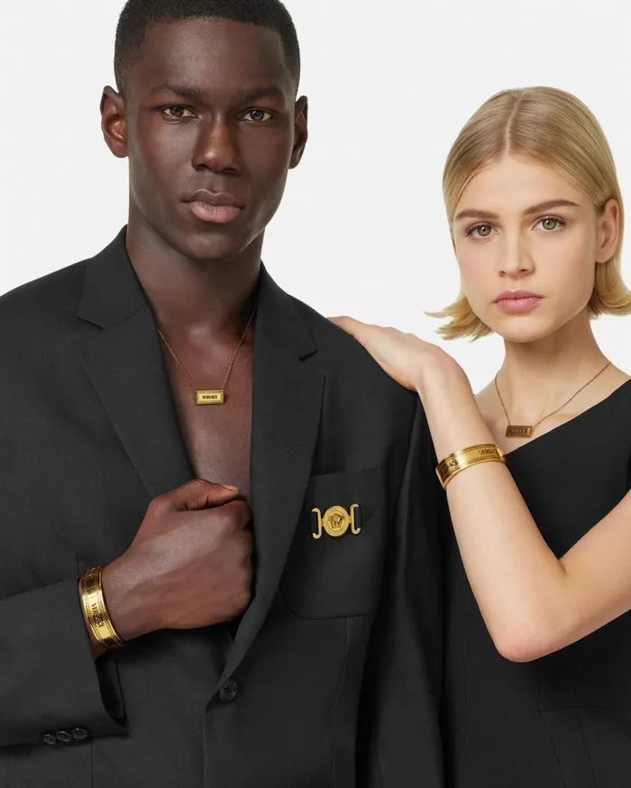 Necklaces WomenMen Versace Small 03990s Vintage Logo Necklace Blackgold