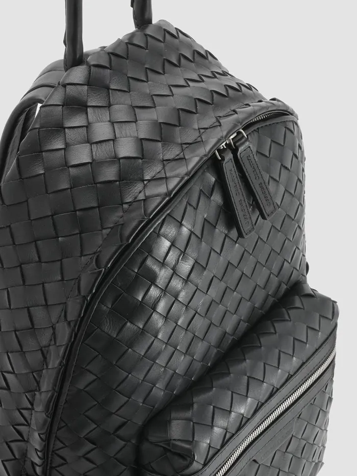 Officine Creative Backpacks ARMOR 04 Nero Black Leather Backpack 8211 WomenMen