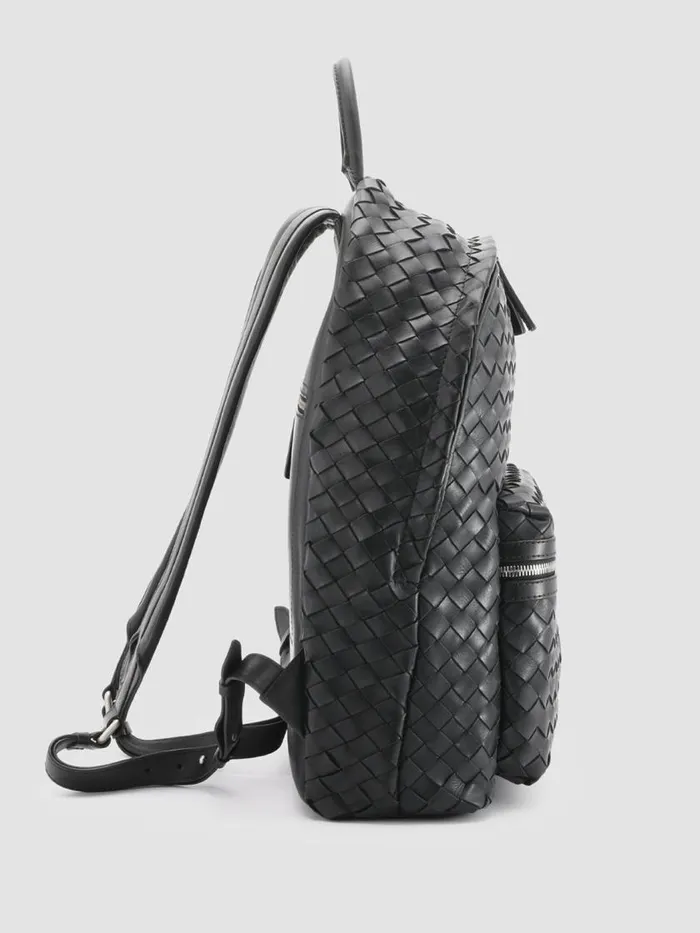 Officine Creative Backpacks ARMOR 04 Nero Black Leather Backpack 8211 WomenMen