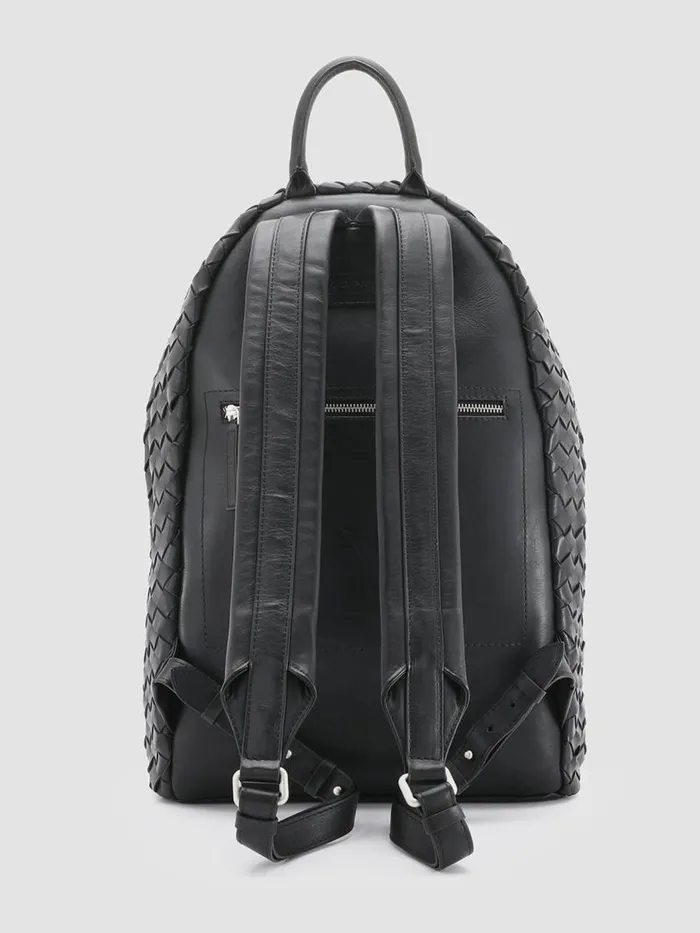 Officine Creative Backpacks ARMOR 04 Nero Black Leather Backpack 8211 WomenMen