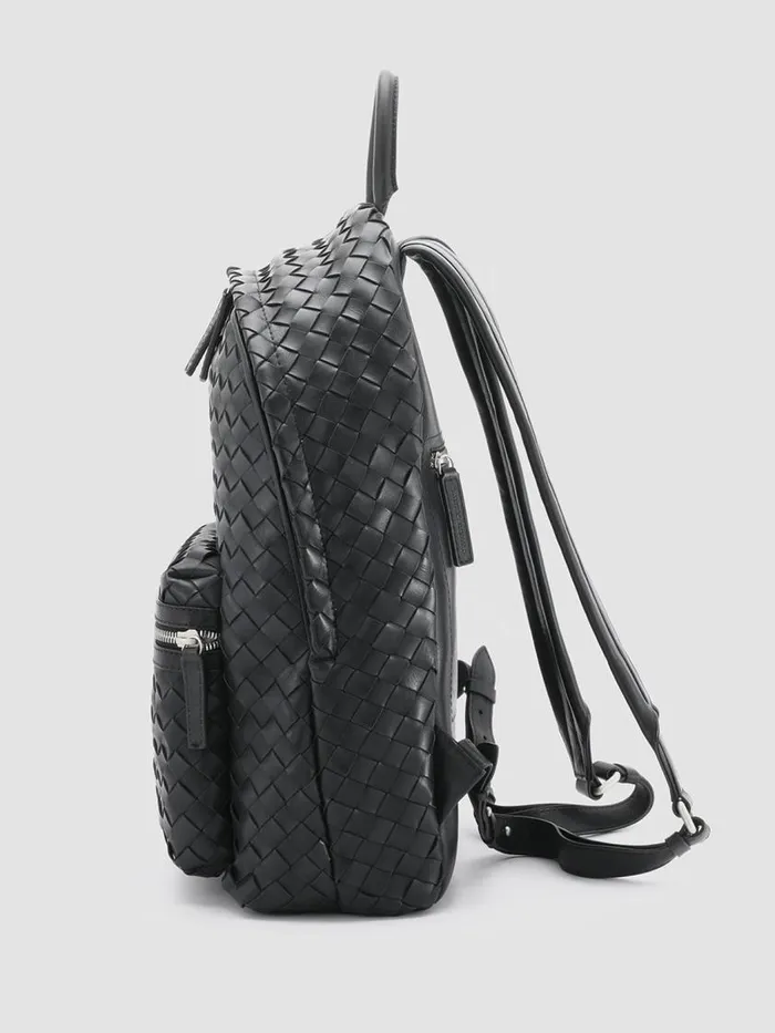 Officine Creative Backpacks ARMOR 04 Nero Black Leather Backpack 8211 WomenMen