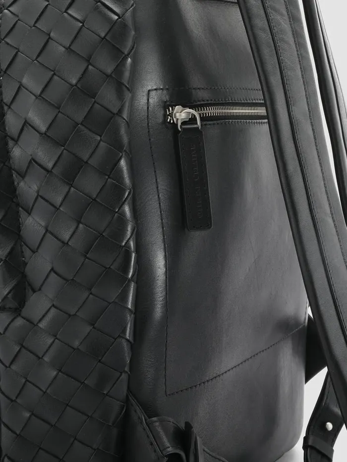 Officine Creative Backpacks ARMOR 04 Nero Black Leather Backpack 8211 WomenMen