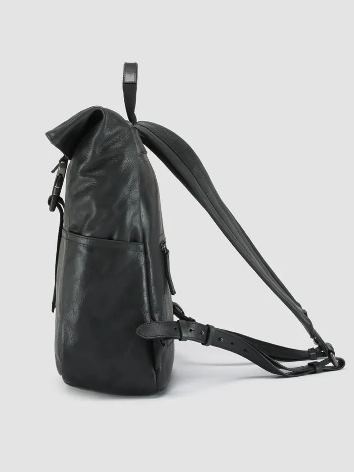 Officine Creative Backpacks EQUIPAGE 001 Nero Black Leather Backpack 8211 Men Officine Creative Backpacks EQUIPAGE 001 Nero Black Leather Backpack 8211 Men