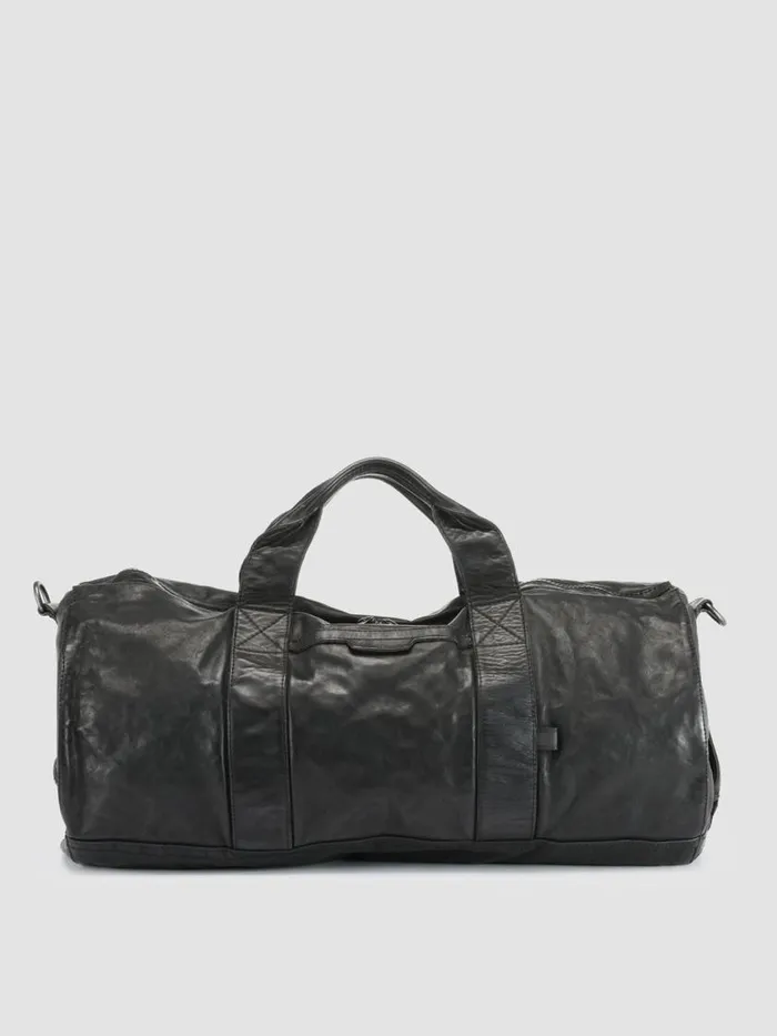 Officine Creative Bags RECRUIT 007 Nero Black Leather Travel Bag 8211 Men