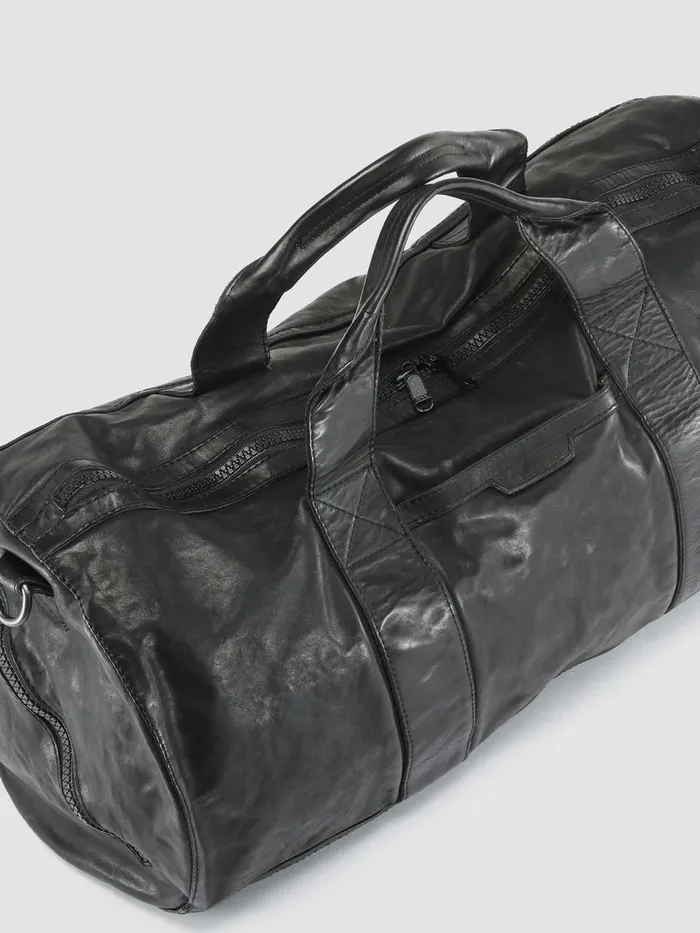 Officine Creative Bags RECRUIT 007 Nero Black Leather Travel Bag 8211 Men