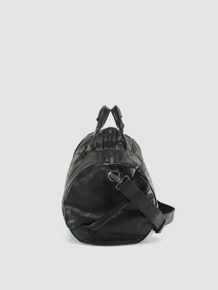 Officine Creative Bags RECRUIT 007 Nero Black Leather Travel Bag 8211 Men