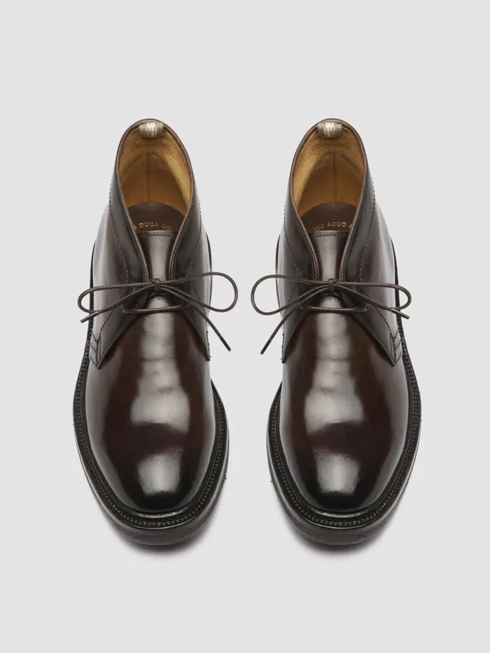 Officine Creative Boots and Ankle Boots HOPKINS CREPE 106 Ebano Brown Leather Lace Up Boots 8211 Men
