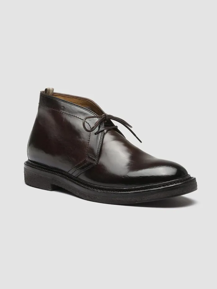 Officine Creative Boots and Ankle Boots HOPKINS CREPE 106 Ebano Brown Leather Lace Up Boots 8211 Men