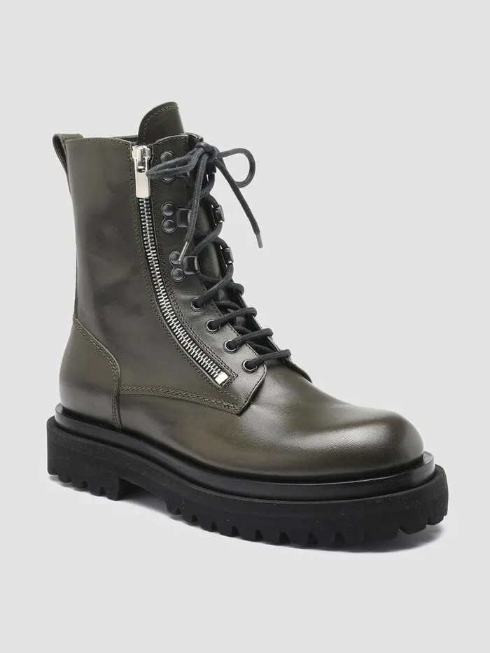 Officine Creative Boots and Ankle Boots ULTIMATE 003 Bosco Green Leather Combat Boots 8211 Men Officine Creative Boots and Ankle Boots ULTIMATE 003 Bosco Green Leather Combat Boots 8211 Men