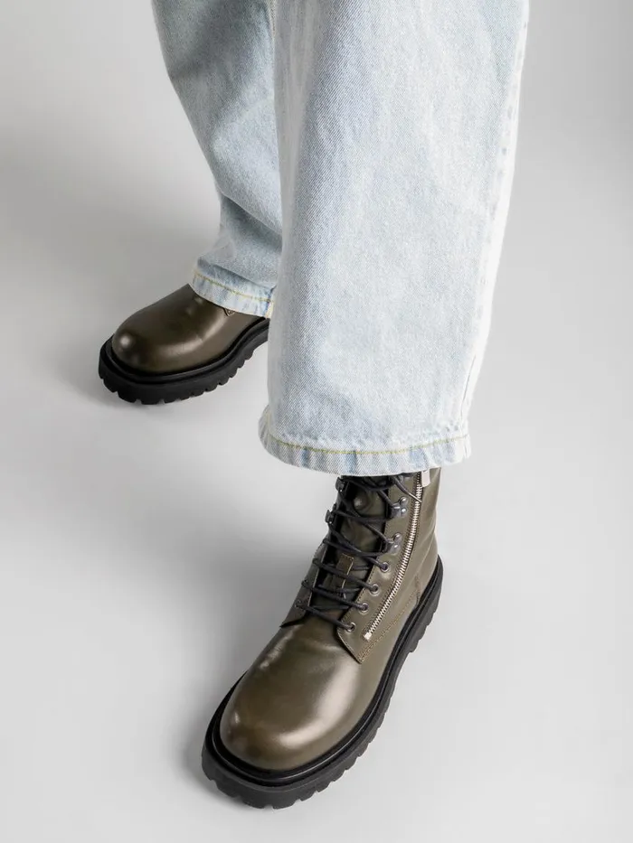 Officine Creative Boots and Ankle Boots ULTIMATE 003 Bosco Green Leather Combat Boots 8211 Men Officine Creative Boots and Ankle Boots ULTIMATE 003 Bosco Green Leather Combat Boots 8211 Men
