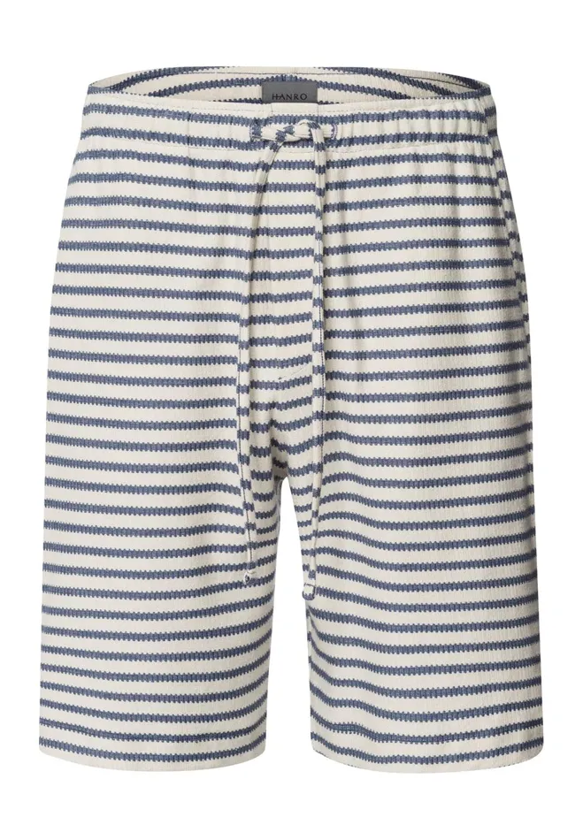Organic Cotton Drawsting Shorts Deep Breeze Stripe Men HANRO Bottoms