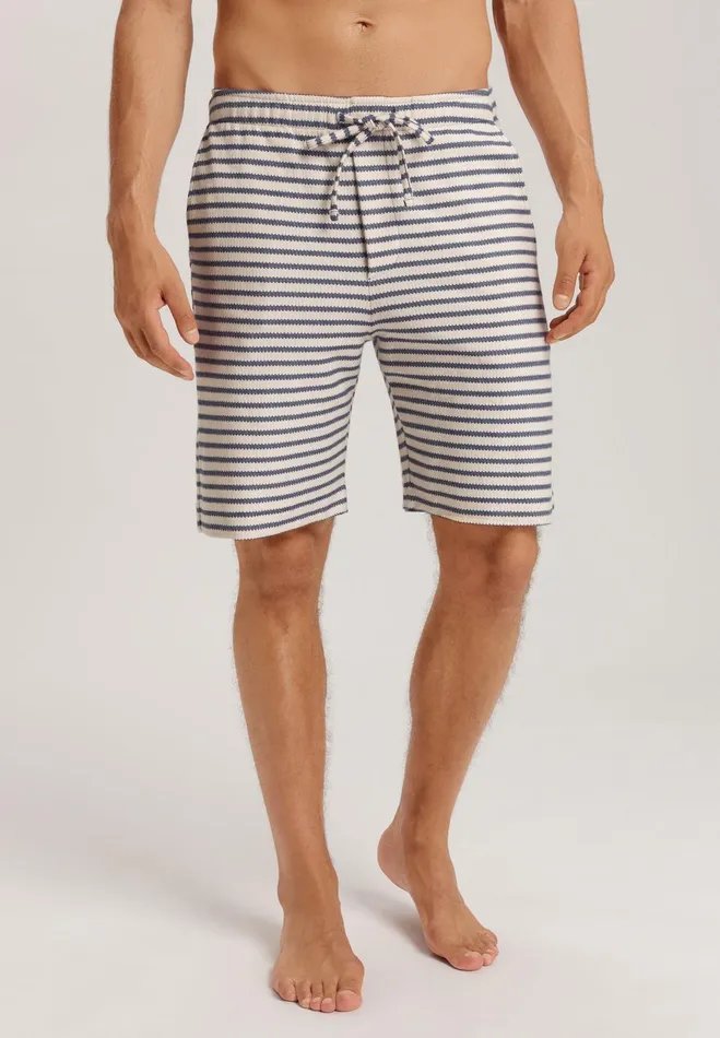 Organic Cotton Drawsting Shorts Deep Breeze Stripe Men HANRO Bottoms
