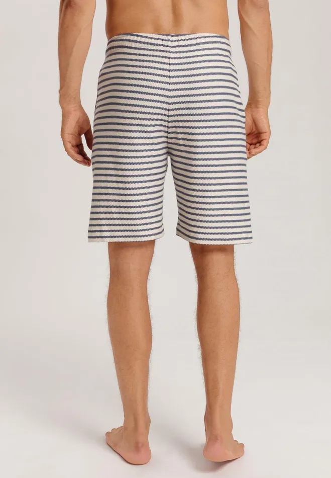 Organic Cotton Drawsting Shorts Deep Breeze Stripe Men HANRO Bottoms
