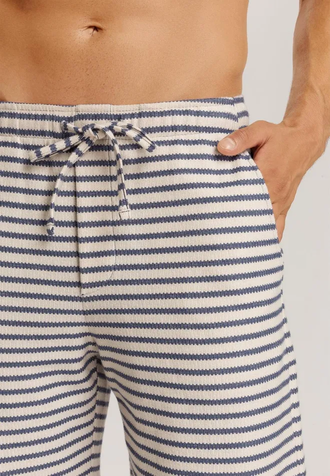 Organic Cotton Drawsting Shorts Deep Breeze Stripe Men HANRO Bottoms