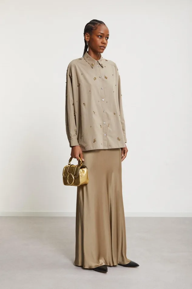 Ottod039Ame Cotton Shirt With Strass Women Shirts and Blouses