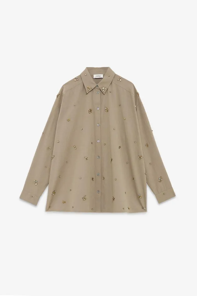 Ottod039Ame Cotton Shirt With Strass Women Shirts and Blouses