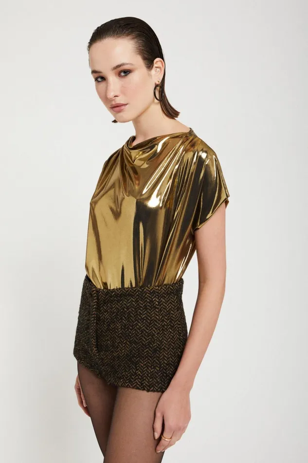 Ottod039Ame Top With Vinyl Effect Women TShirts and Tops