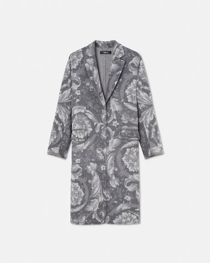 Outerwear and Coats Women Versace Barocco CashmereBlend Overcoat Gray