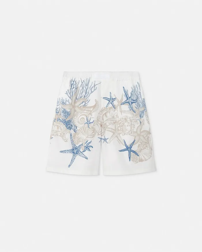 Pants and Shorts Men Versace Barocco Sea Cotton Shorts Whiteprint