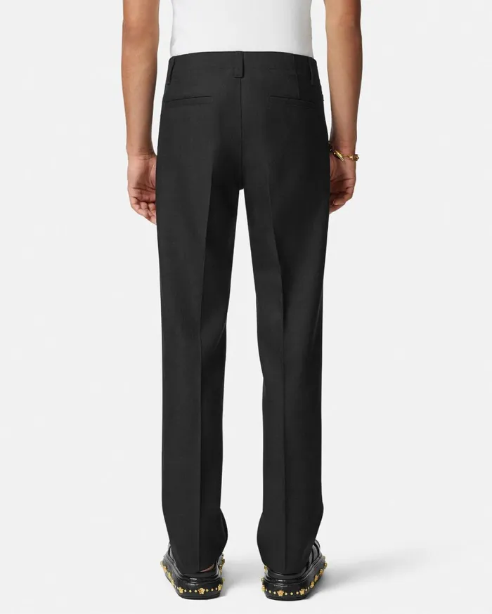 Pants and Shorts Men Versace Cavalry Wool Formal Pants Black