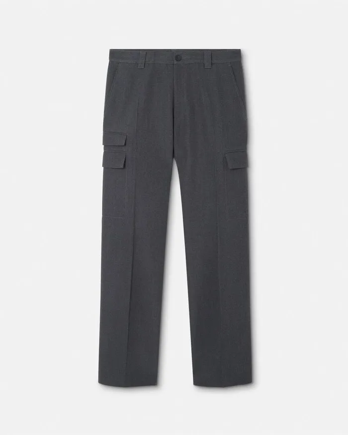 Pants and Shorts Men Versace Wool Cargo Trousers Gray