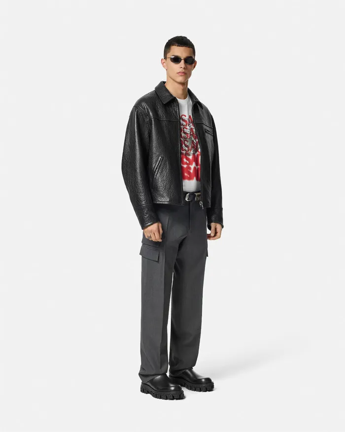 Pants and Shorts Men Versace Wool Cargo Trousers Gray