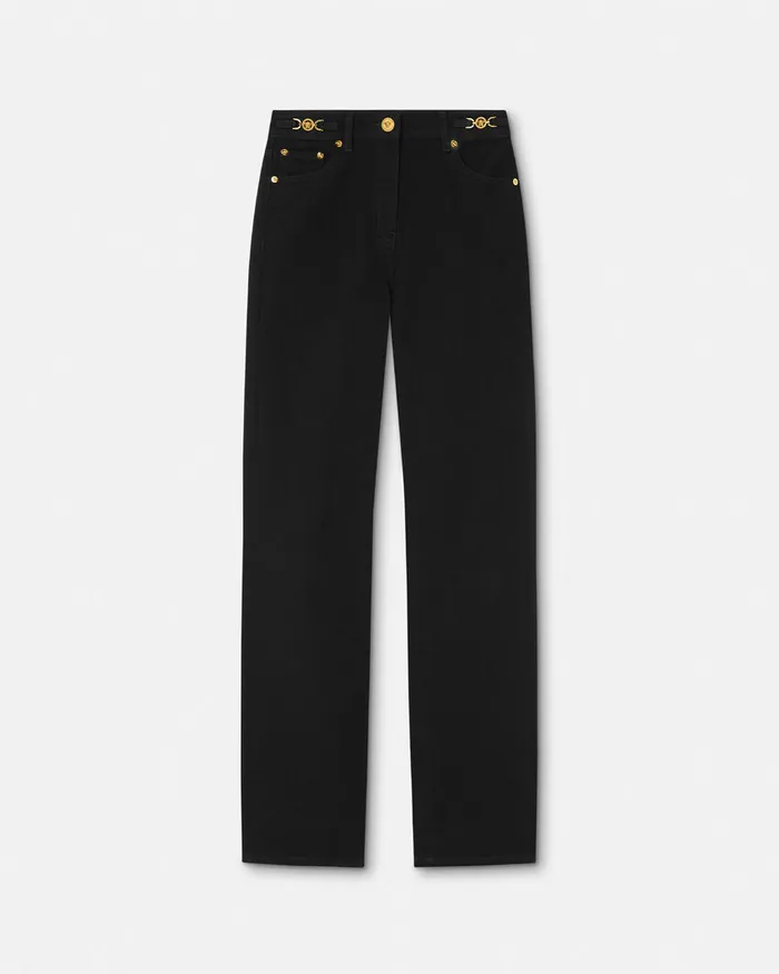 Pants and Shorts Women Versace Medusa 03995 RegularFit Jeans Black