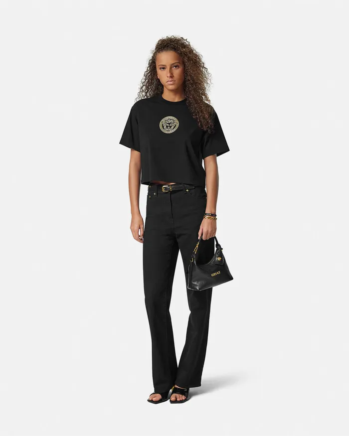 Pants and Shorts Women Versace Medusa 03995 RegularFit Jeans Black
