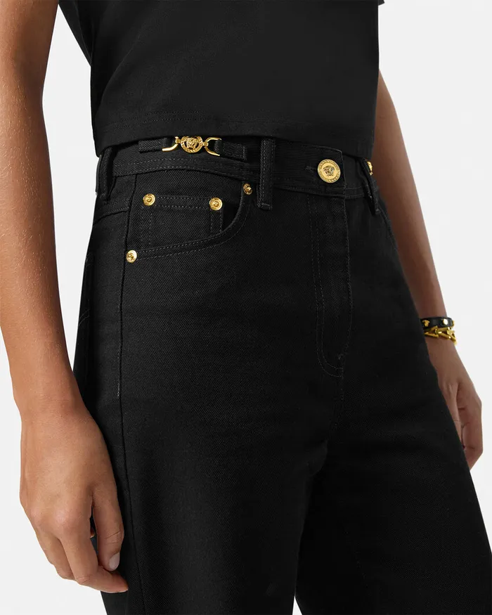 Pants and Shorts Women Versace Medusa 03995 RegularFit Jeans Black
