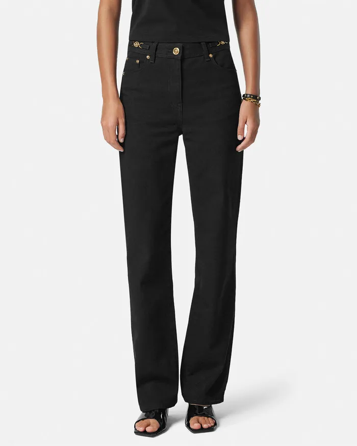 Pants and Shorts Women Versace Medusa 03995 RegularFit Jeans Black