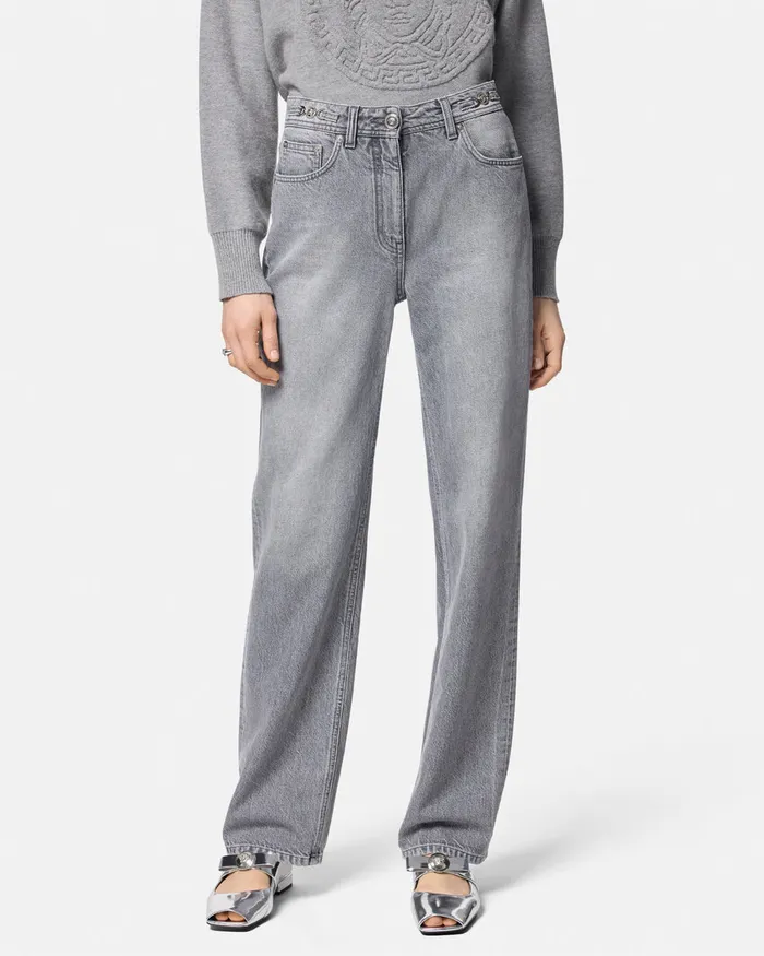 Pants and Shorts Women Versace RegularFit Jeans Gray